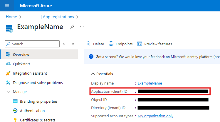 Entra client ID location