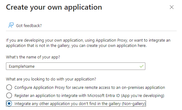 Entra create your own application example