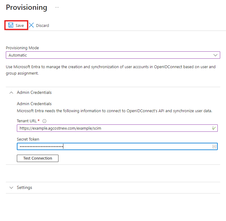 Entra provisioning credentials