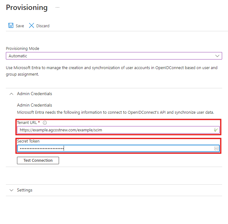 Entra provisioning credentials