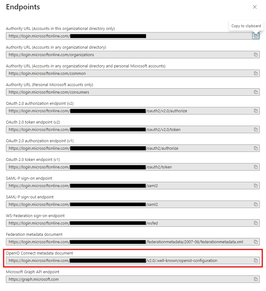 Entra metadata address location